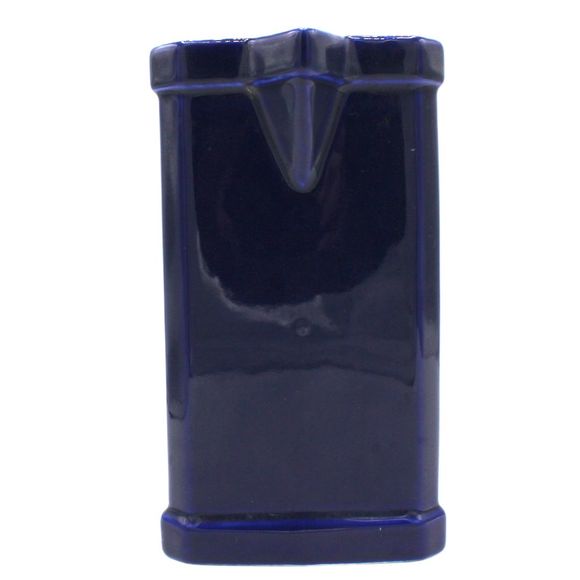 Vintage Ceramic Cobalt Blue Tileware Pitcher by Roshco White Inlaid Fruit Design - Picture 3 of 8